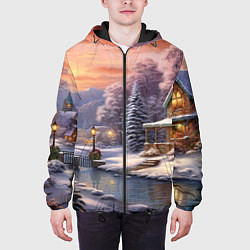 Куртка с капюшоном мужская Зима в городе, цвет: 3D-черный — фото 2