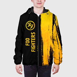 Куртка с капюшоном мужская Foo Fighters - gold gradient по-вертикали, цвет: 3D-черный — фото 2