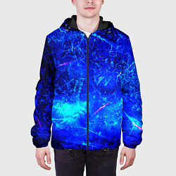 Куртка с капюшоном мужская Синий лёд и снежинки, цвет: 3D-черный — фото 2