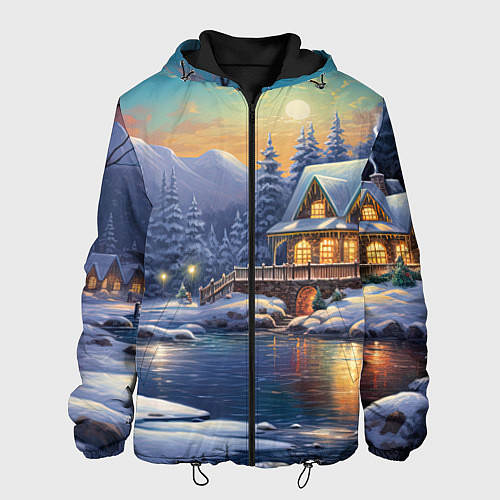 Мужская куртка Волшебство зимней ночи / 3D-Черный – фото 1
