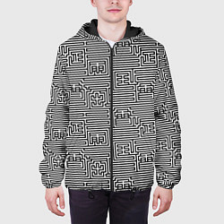 Куртка с капюшоном мужская Лабиринт с иероглифами, цвет: 3D-черный — фото 2