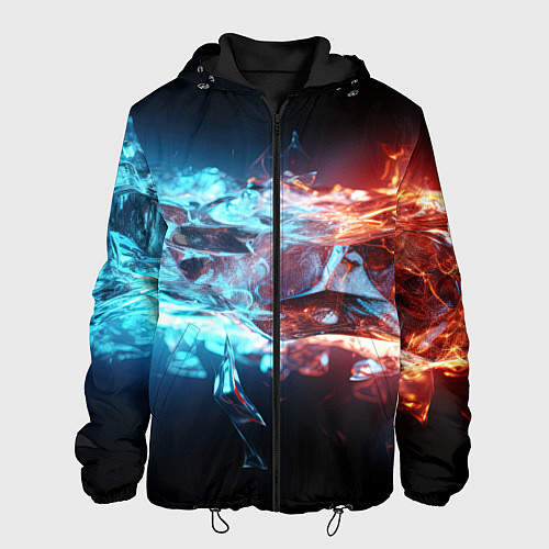 Мужская куртка Лед и пламя абстракция / 3D-Черный – фото 1
