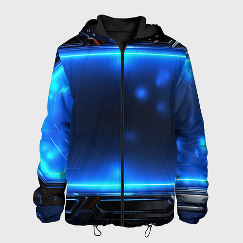 Мужская куртка Синий неоновый экран / 3D-Черный – фото 1