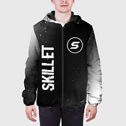 Куртка с капюшоном мужская Skillet glitch на темном фоне вертикально, цвет: 3D-черный — фото 2