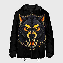 Куртка с капюшоном мужская Волк чёрный хищник, цвет: 3D-черный