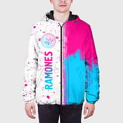 Куртка с капюшоном мужская Ramones neon gradient style по-вертикали, цвет: 3D-черный — фото 2