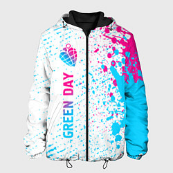 Куртка с капюшоном мужская Green Day neon gradient style по-вертикали, цвет: 3D-черный