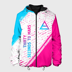 Куртка с капюшоном мужская Thirty Seconds to Mars neon gradient style вертика, цвет: 3D-черный