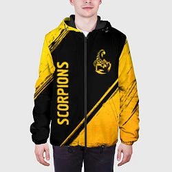 Куртка с капюшоном мужская Scorpions - gold gradient вертикально, цвет: 3D-черный — фото 2