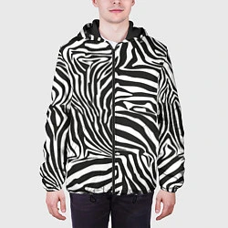 Куртка с капюшоном мужская Шкура зебры черно - белая графика, цвет: 3D-черный — фото 2
