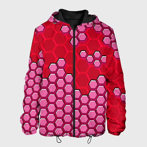 Мужская куртка Красная энерго-броня из шестиугольников / 3D-Черный – фото 1