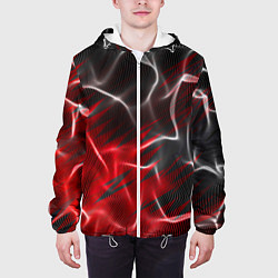 Куртка с капюшоном мужская Дым и красные текстуры, цвет: 3D-белый — фото 2