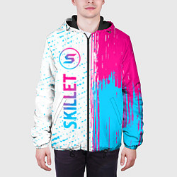 Куртка с капюшоном мужская Skillet neon gradient style по-вертикали, цвет: 3D-черный — фото 2