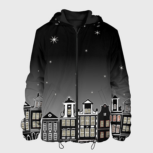 Мужская куртка Ночной город и звездное небо / 3D-Черный – фото 1