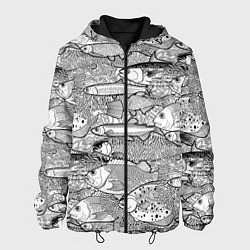 Куртка с капюшоном мужская Экзотические рыбы в кораллах, цвет: 3D-черный