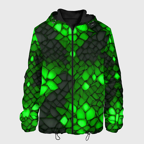 Мужская куртка Зелёный трескающийся камень / 3D-Черный – фото 1