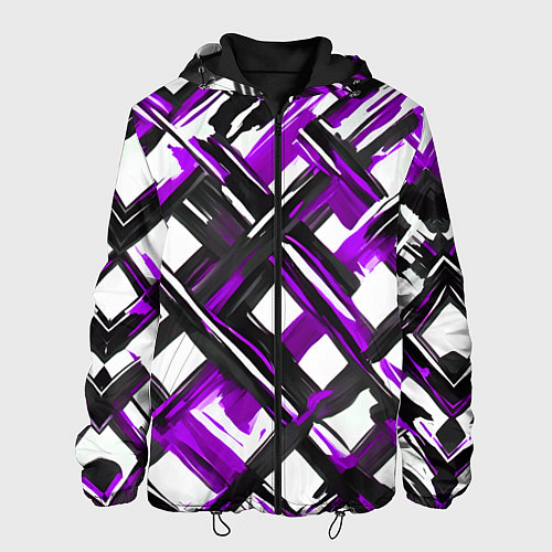 Мужская куртка Фиолетовые и чёрные мазки / 3D-Черный – фото 1
