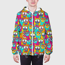 Куртка с капюшоном мужская Разноцветные совы, цвет: 3D-белый — фото 2