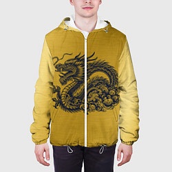 Куртка с капюшоном мужская Дракон на золоте, цвет: 3D-белый — фото 2