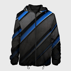 Куртка с капюшоном мужская Black blue lines, цвет: 3D-черный