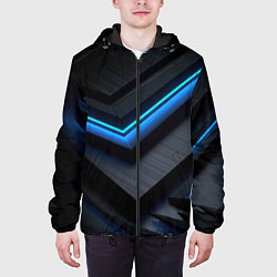 Куртка с капюшоном мужская Голубая абстракция, цвет: 3D-черный — фото 2