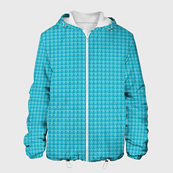 Куртка с капюшоном мужская Мелкие снежинки паттерн голубой, цвет: 3D-белый