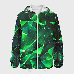 Куртка с капюшоном мужская Зелёное разбитое стекло, цвет: 3D-белый