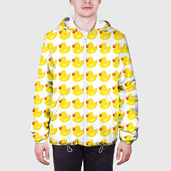 Куртка с капюшоном мужская Семейка желтых резиновых уточек, цвет: 3D-белый — фото 2