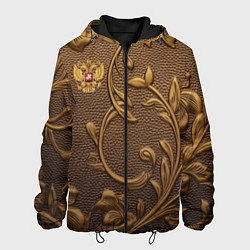 Куртка с капюшоном мужская Золотой герб России, цвет: 3D-черный