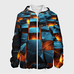 Куртка с капюшоном мужская Темные плитки в лаве, цвет: 3D-белый