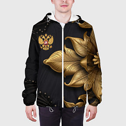 Куртка с капюшоном мужская Золотой герб России, цвет: 3D-белый — фото 2