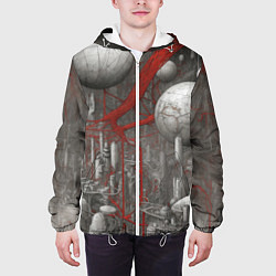 Куртка с капюшоном мужская Биотехнический городской пейзаж, цвет: 3D-белый — фото 2