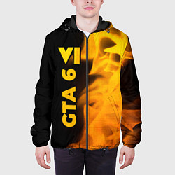 Куртка с капюшоном мужская GTA 6 - gold gradient по-вертикали, цвет: 3D-черный — фото 2