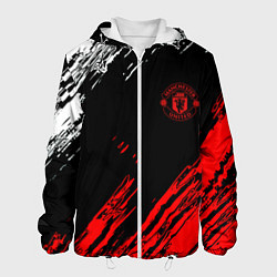 Куртка с капюшоном мужская ФК Манчестер Юнайтед спортивные краски, цвет: 3D-белый