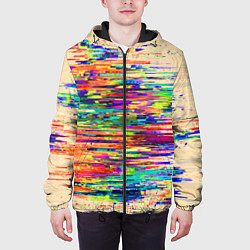 Куртка с капюшоном мужская Разноцветный глитч, цвет: 3D-черный — фото 2