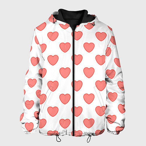 Мужская куртка Розовые сердца фон / 3D-Черный – фото 1