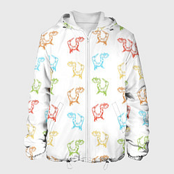 Куртка с капюшоном мужская Паттерн цветные драконы, цвет: 3D-белый