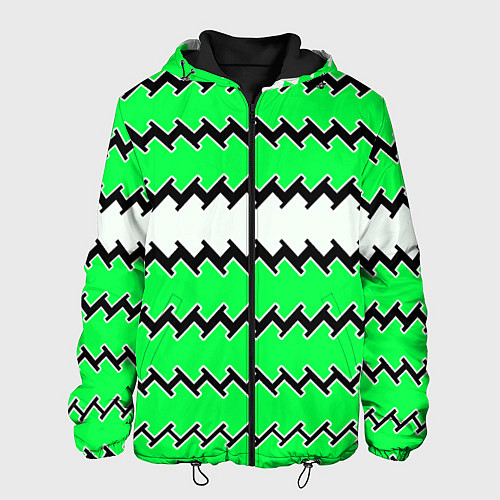 Мужская куртка Белые и зелёные полосы / 3D-Черный – фото 1