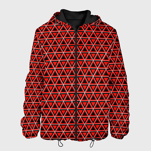 Мужская куртка Красные и чёрные треугольники / 3D-Черный – фото 1