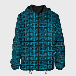 Куртка с капюшоном мужская Квадратный спирали синий, цвет: 3D-черный