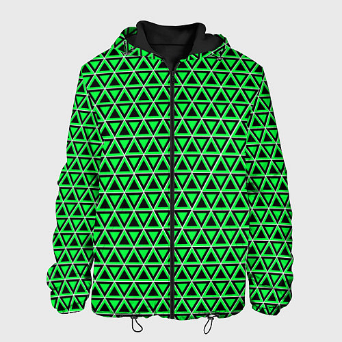 Мужская куртка Зелёные и чёрные треугольники / 3D-Черный – фото 1