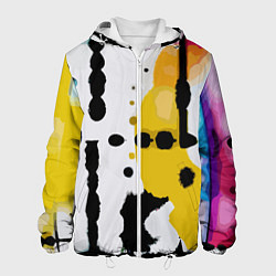 Куртка с капюшоном мужская Цветная абстракция - минимализм, цвет: 3D-белый