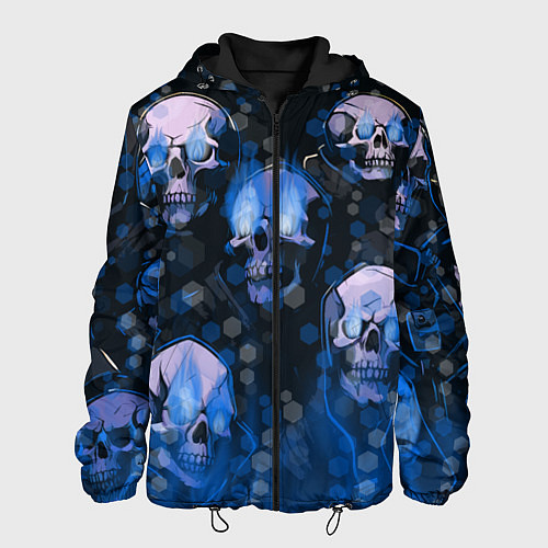 Мужская куртка Синие черепа на чёрном фоне / 3D-Черный – фото 1