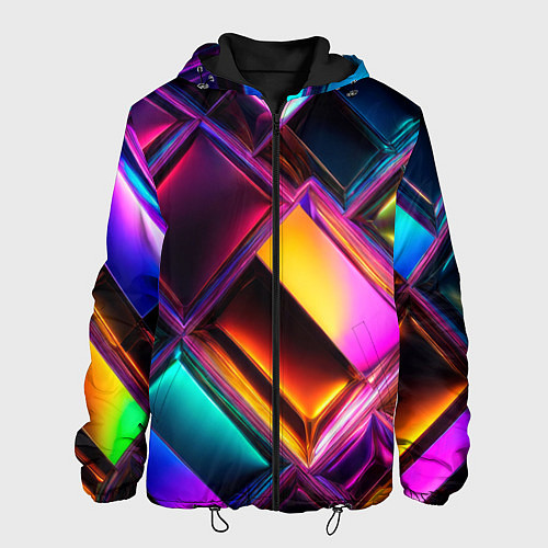 Мужская куртка Цветные стеклянные блоки - неоновый геометричный у / 3D-Черный – фото 1
