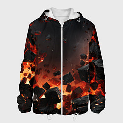 Куртка с капюшоном мужская Взрыв плит и огонь, цвет: 3D-белый