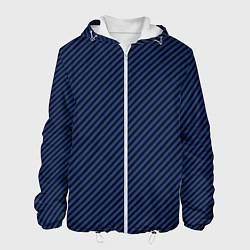 Куртка с капюшоном мужская Тонкие полосы чёрно-синий, цвет: 3D-белый