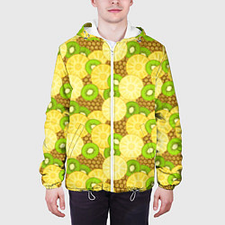 Куртка с капюшоном мужская Фрукты - ананас и киви, цвет: 3D-белый — фото 2