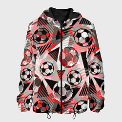 Куртка с капюшоном мужская Футбольный мяч узоры, цвет: 3D-черный