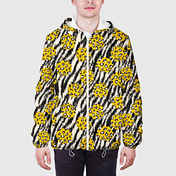 Куртка с капюшоном мужская Абстрактный узор в стиле афро, цвет: 3D-белый — фото 2
