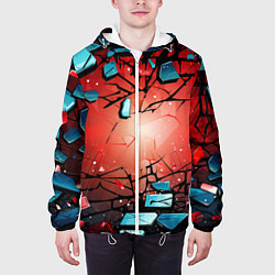 Куртка с капюшоном мужская Взрыв камне абстракция, цвет: 3D-белый — фото 2